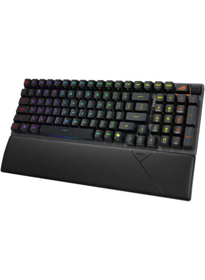 أسوس لوحة مفاتيح الألعاب اللاسلكية ROG Strix Scope II 96 RX، اتصال ثلاثي الوضع، مفاتيح بصرية ROG RX زرقاء مشحمة مسبقًا، رغوة تخفيف، أغطية مفاتيح ABS إضافية بتصميم ROG، تخطيط AR - Image 3