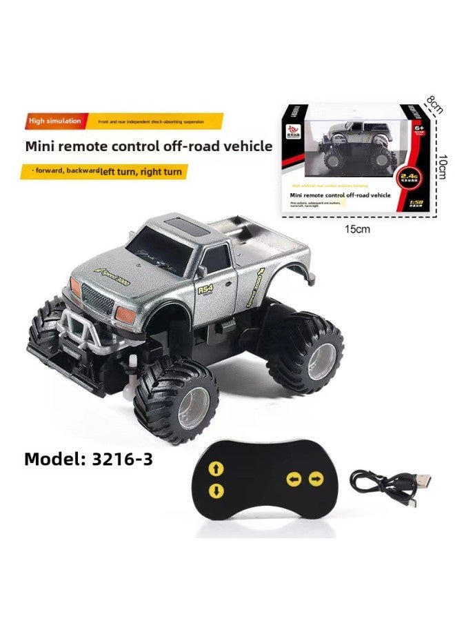 Haotian 3215 Remote Control Mini Off-road Vehicle Small Hummer Children's Charging Remote Control Car-Color:Silver - Image 1