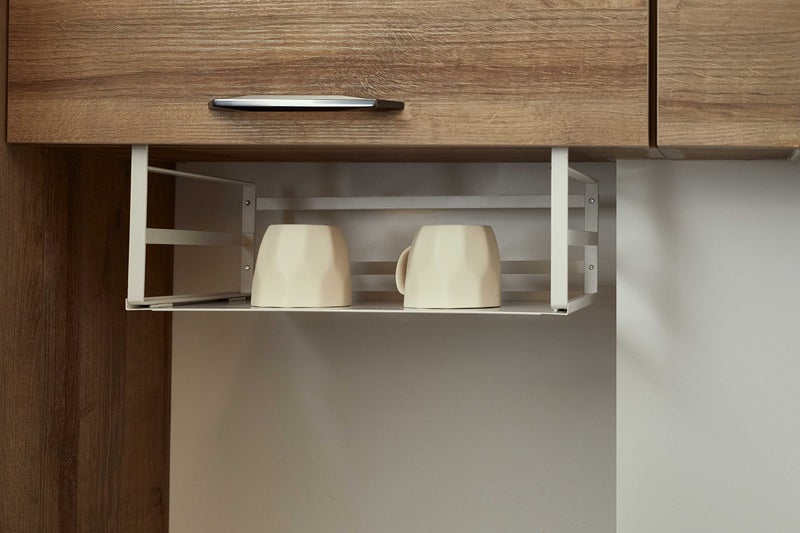 Nxconsu 2Pack Under Shelf Storage Basket Organizer Hanging Holder For Cabinet Pantry Kitchen Cupboard Desk Counter Bookshelf Organization Add-On Space Saver Heavy Duty Slide-In White Large - Image 5