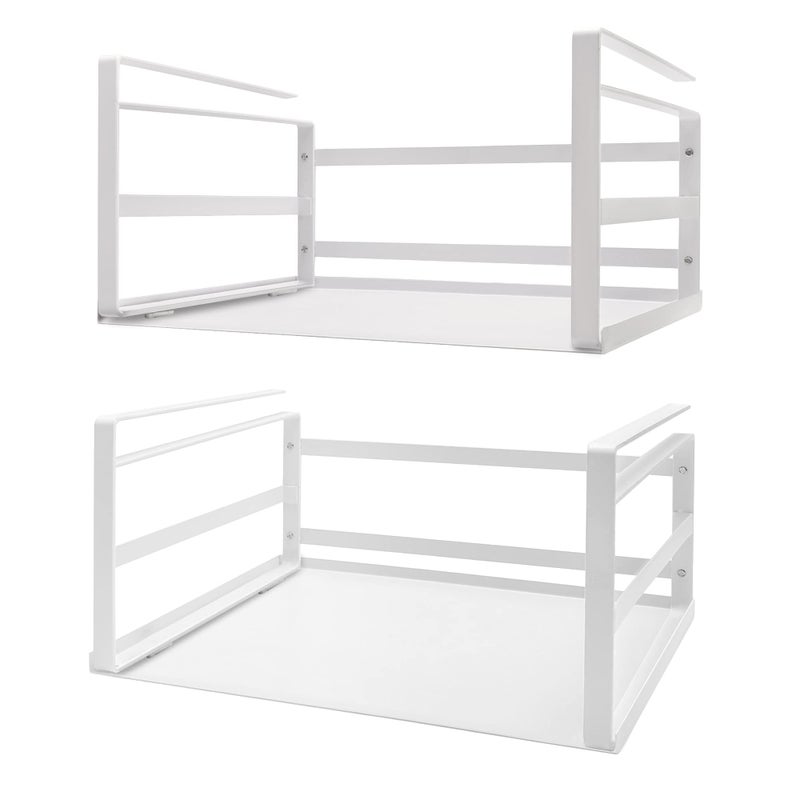 Nxconsu 2Pack Under Shelf Storage Basket Organizer Hanging Holder For Cabinet Pantry Kitchen Cupboard Desk Counter Bookshelf Organization Add-On Space Saver Heavy Duty Slide-In White Large - Image 1