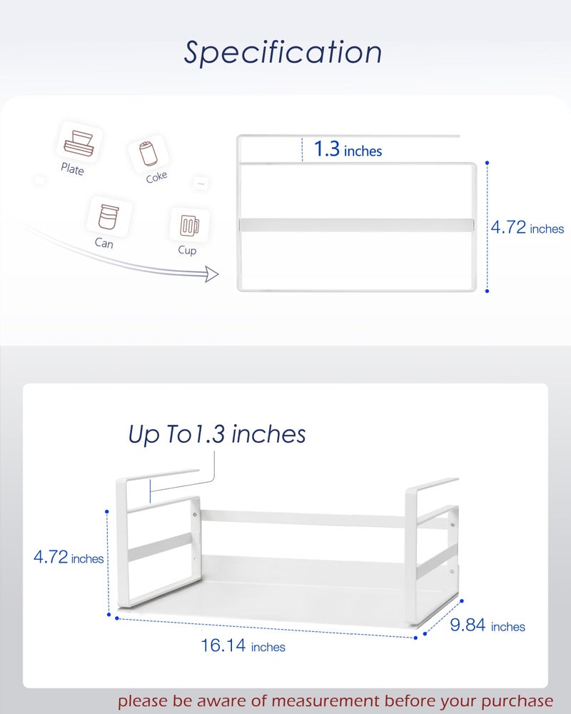 Nxconsu 2Pack Under Shelf Storage Basket Organizer Hanging Holder For Cabinet Pantry Kitchen Cupboard Desk Counter Bookshelf Organization Add-On Space Saver Heavy Duty Slide-In White Large - Image 2