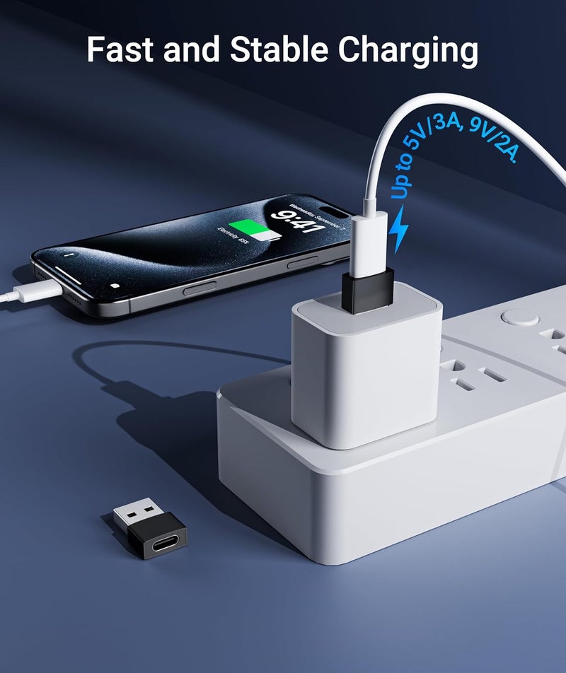 Syntech USB C Female to USB Male Adapter Pack of 3, Type C to USB A Converter Compatible with iPhone 17/16/15/14/13 Pro Max iPad Air 7 6 Apple Watch Series 10/9/8 AirPods 3 Samsung Galaxy etc, Black - Image 2