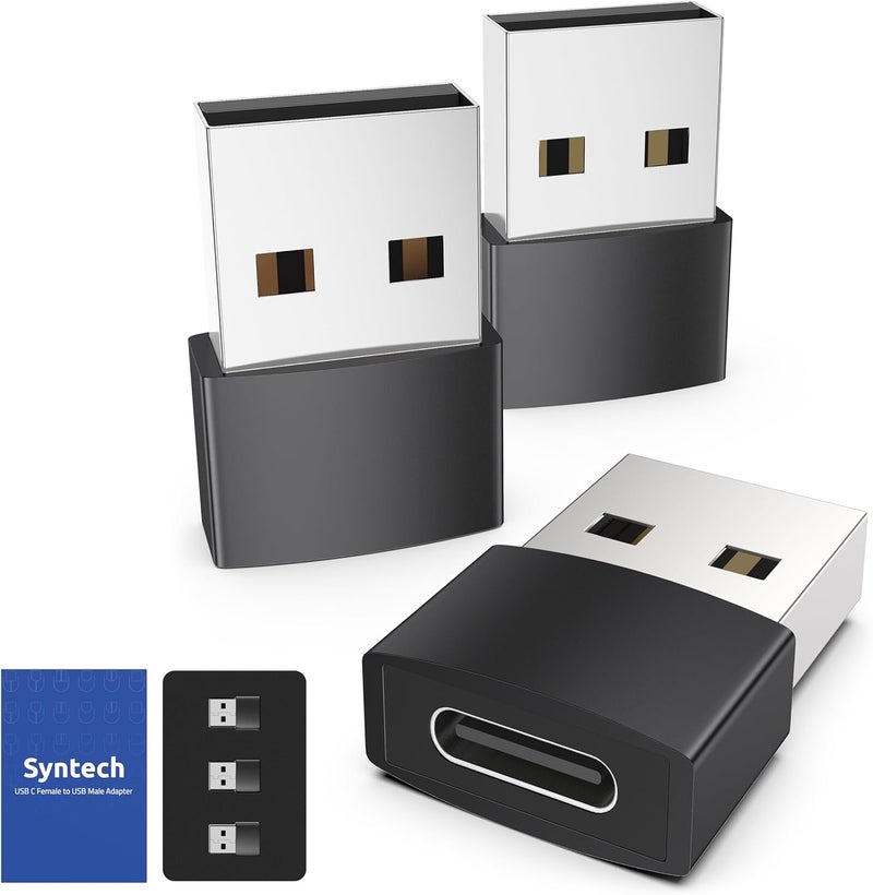 Syntech USB C Female to USB Male Adapter Pack of 3, Type C to USB A Converter Compatible with iPhone 17/16/15/14/13 Pro Max iPad Air 7 6 Apple Watch Series 10/9/8 AirPods 3 Samsung Galaxy etc, Black - Image 1