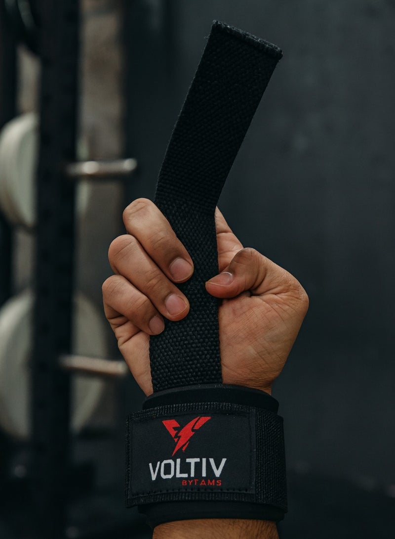 VOLTIV Premium Lifting Straps with Wrist Support – Heavy Duty Deadlift Straps with Neoprene Padding, Strong Steel Buckle & Velcro Grip – Ideal for Weightlifting, Bodybuilding, Pull-Ups & Strength Training - Image 2
