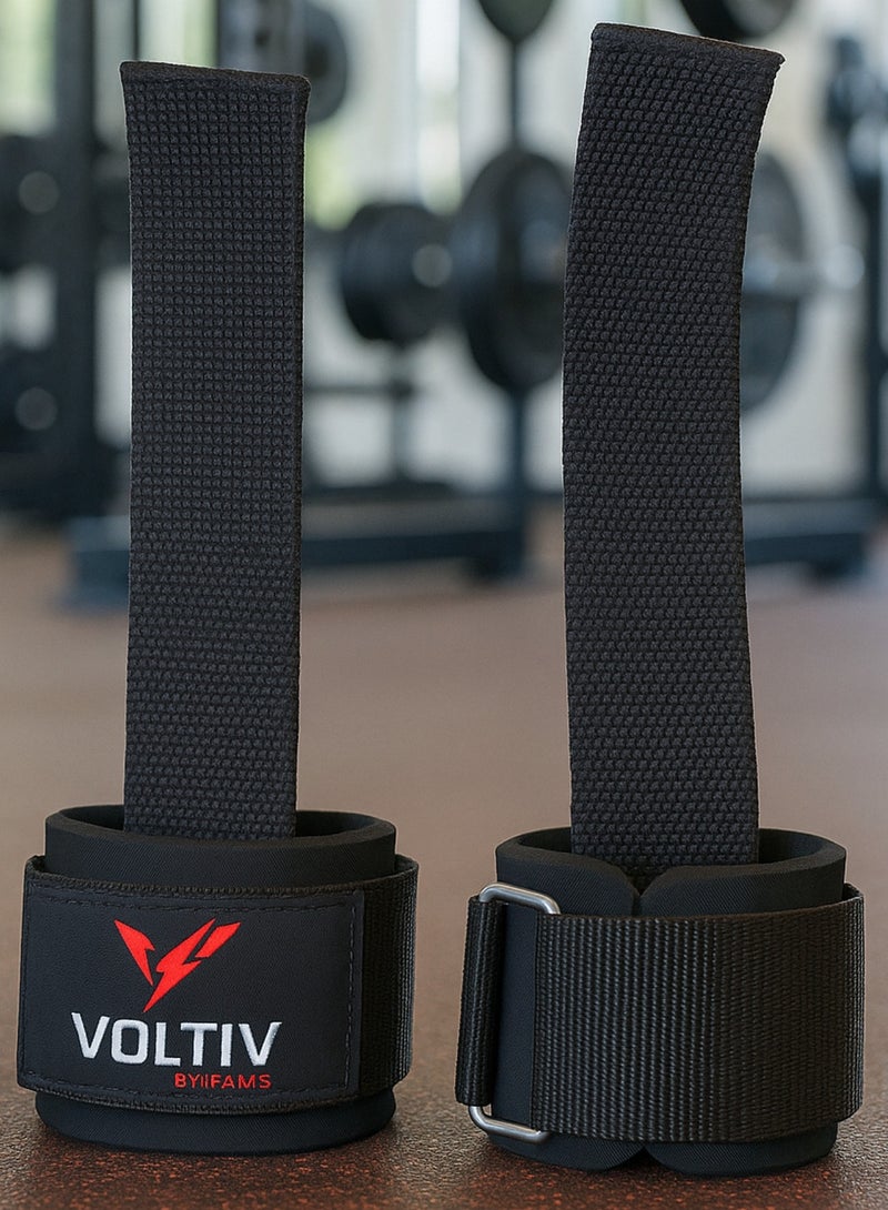 VOLTIV Premium Lifting Straps with Wrist Support – Heavy Duty Deadlift Straps with Neoprene Padding, Strong Steel Buckle & Velcro Grip – Ideal for Weightlifting, Bodybuilding, Pull-Ups & Strength Training - Image 1