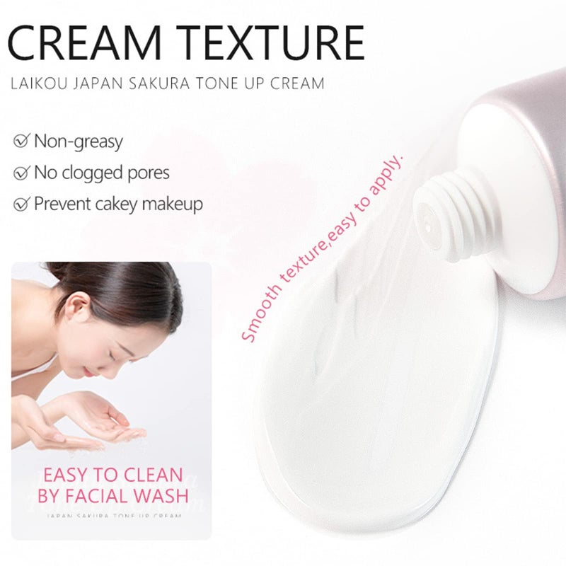 SAKURA Facial Moisturizer Tone-up Cream, Sakura Essence Glow Face Moisturizer Cream 1.06 Fl OZ Hydrating & Smooth Dry Skin Lightweight Nourishing Facial Skin Instant Tone-Up Lazy Face Cream - Image 2