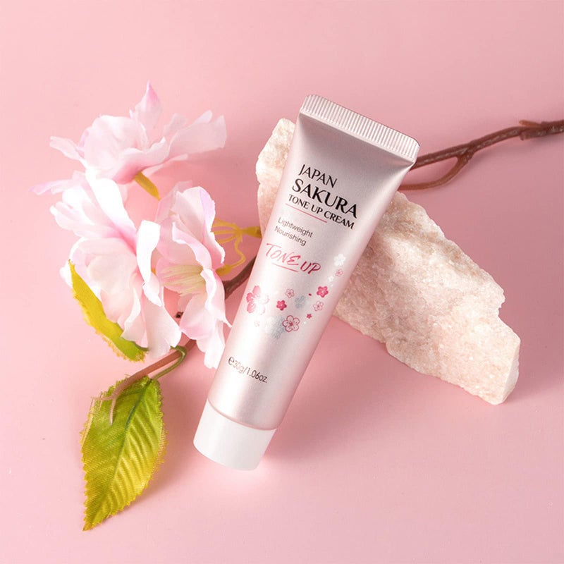 SAKURA Facial Moisturizer Tone-up Cream, Sakura Essence Glow Face Moisturizer Cream 1.06 Fl OZ Hydrating & Smooth Dry Skin Lightweight Nourishing Facial Skin Instant Tone-Up Lazy Face Cream - Image 3