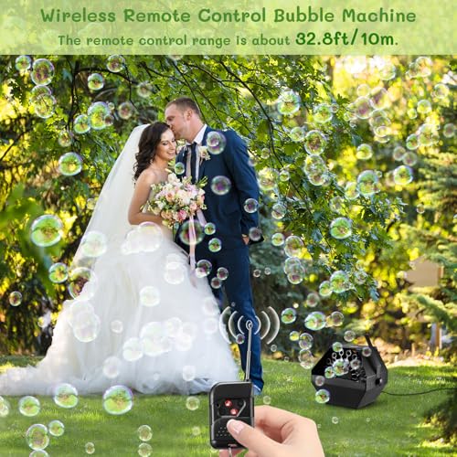 Theefun Bubble Machine: Remote Control 750ML Metal Bubble Blower Machine with High Output, Plug-in Automatic Bubble Maker Bubble Toys for Parties Wedding Birthday Indoor Outdoor Use with AC Adapter - Image 3