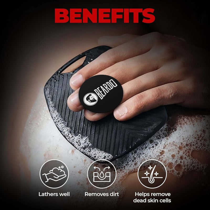 BEARDO Beardo Silicone Body Scrubber Bath Brush for Men Cleanses Exfoliates Removes Dead Skin Super Soft Silicone Bristles Lathers Well Ergonomic NoSlip Handle Body Scrubber for Men - Image 3