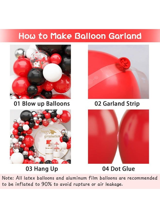 Biapian طقم قوس البالونات الأسود والأحمر والفضي، طقم زينة بالونات أسود وأحمر مع بالونات كونفيتي لحفلات الأولاد والبنات، عيد الميلاد، حفلات استقبال المواليد، الزفاف، التخرج، والذكرى السنوية، زينة خلفية - Image 3