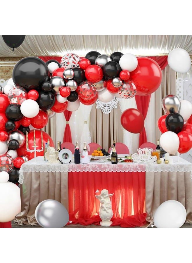 Biapian طقم قوس البالونات الأسود والأحمر والفضي، طقم زينة بالونات أسود وأحمر مع بالونات كونفيتي لحفلات الأولاد والبنات، عيد الميلاد، حفلات استقبال المواليد، الزفاف، التخرج، والذكرى السنوية، زينة خلفية - Image 4