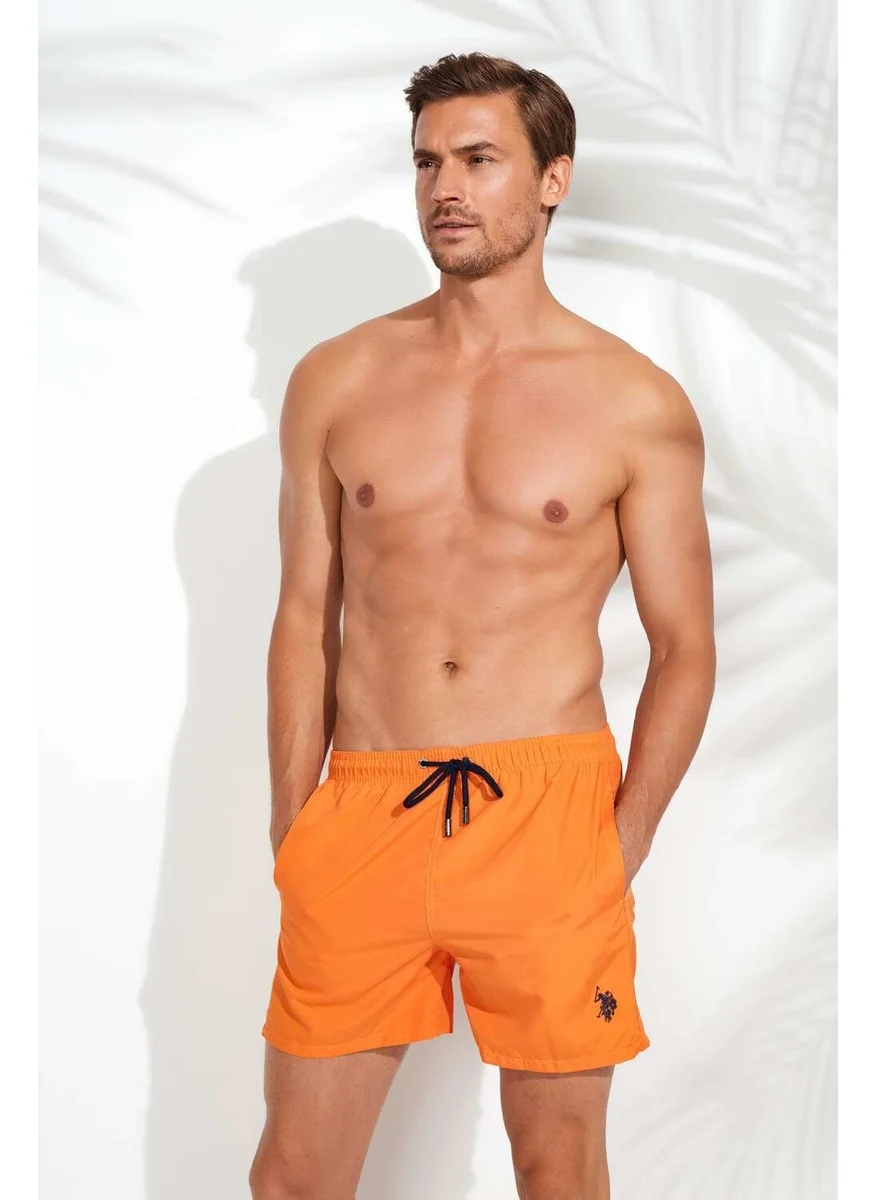U.S. Polo Assn. Men's Orange Mid Length Swim Shorts