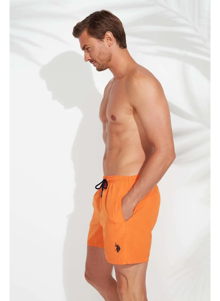U.S. Polo Assn. Men's Orange Mid Length Swim Shorts