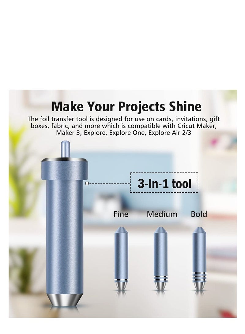 Excefore 3 in 1 Foil Transfer Kit, Foil Transfer Tool Replacement, Suitable for Maker /3, Explore, Explore One & Explore Air 2/3, Including Fine, Medium, Bold Blades (Blue)  - Image 4