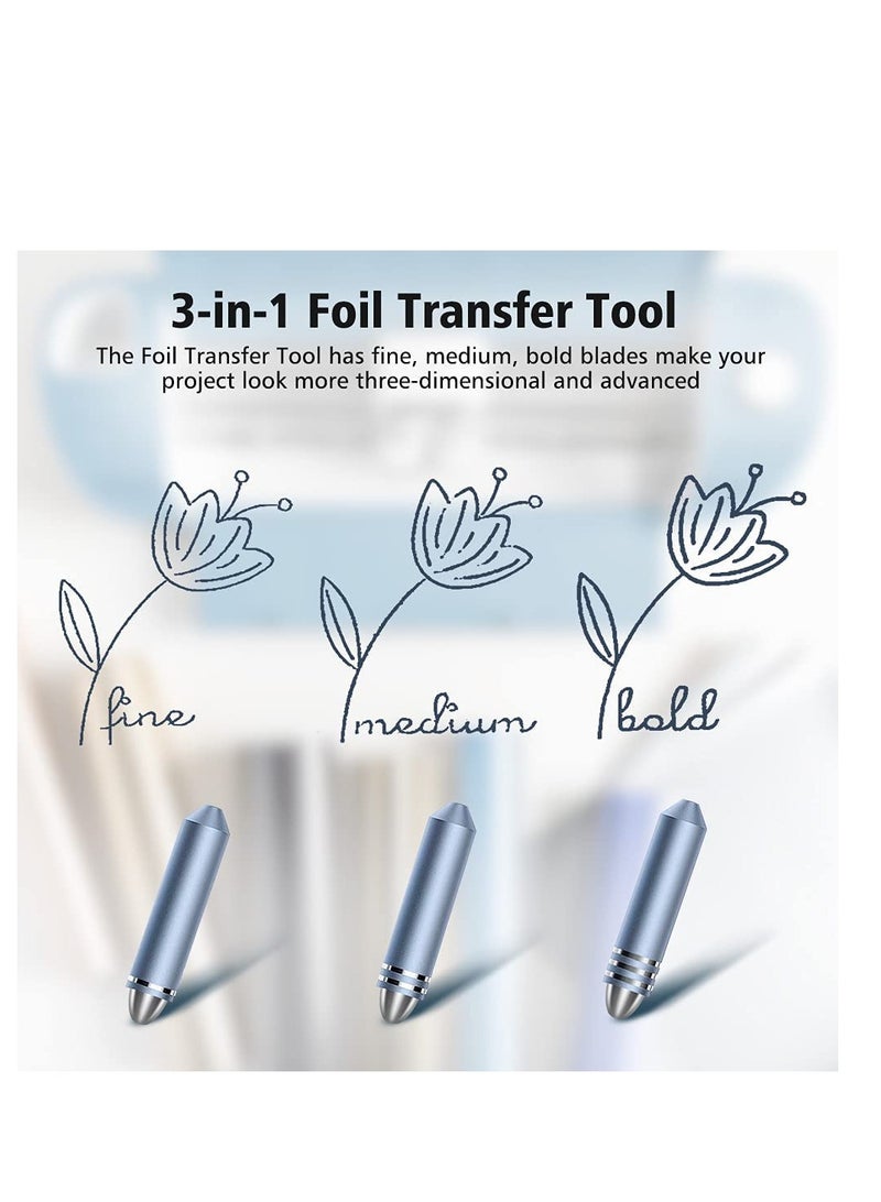 Excefore 3 in 1 Foil Transfer Kit, Foil Transfer Tool Replacement, Suitable for Maker /3, Explore, Explore One & Explore Air 2/3, Including Fine, Medium, Bold Blades (Blue)  - Image 3
