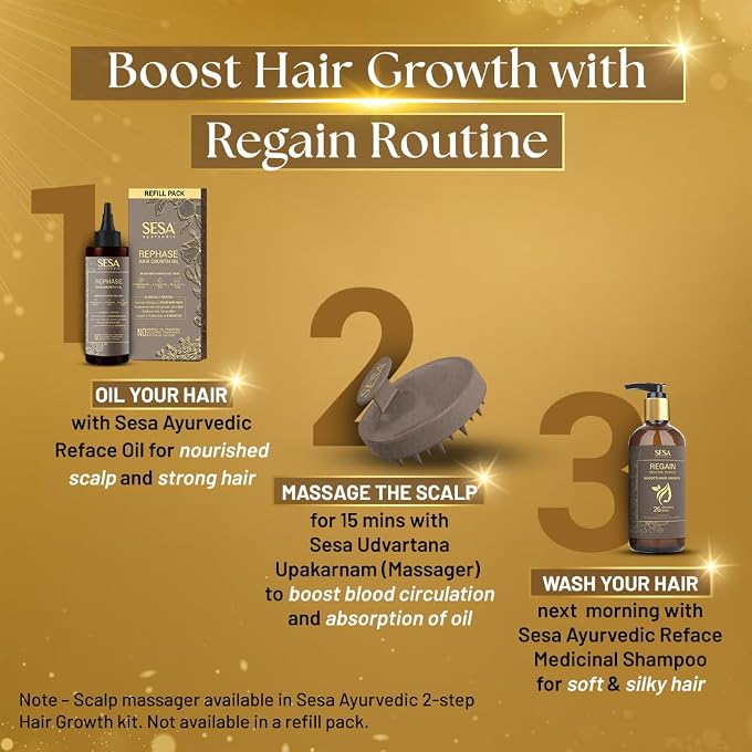 Sesa Ayurvedic Rephase Refill Hair Oil 100 Ml And Rephase Shampoo 300 Ml With 26 Herbs And 6 Essential Oils Help Control Hair Fall & Strengthen Roots Hair Combo For Women And Men - Image 3