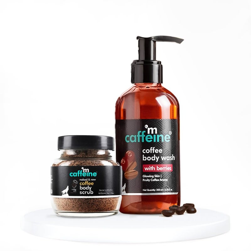 MCaffeine mCaffeine Tan Removal Bath Kit with Exfoliating Coffee Body Scrub  Body Wash  Suitable for All Skin Types  Value Pack of 2 for Men  Women  - Image 1