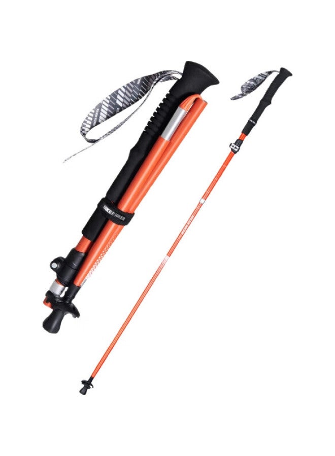 PELLIOT Hiker Carbon Fiber Folding Trekking Pole, Outdoor Carbon Walking Stick, Hiking Cane, Elderly Walking Stick, 16403643, Orange - Image 2