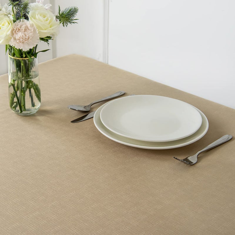 maxmill Rectangle Slubby Textured Tablecloth Waterproof Spillproof Wrinkle Free Table Cloth, Kitchen Dining Tabletop Decoration, Fabric Table Cover for Holiday Dinner Parties, 52 x 70 Inch, Beige - Image 3