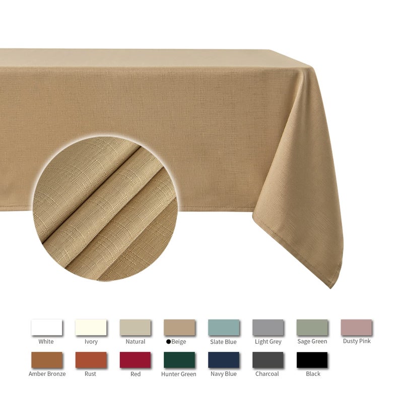 maxmill Rectangle Slubby Textured Tablecloth Waterproof Spillproof Wrinkle Free Table Cloth, Kitchen Dining Tabletop Decoration, Fabric Table Cover for Holiday Dinner Parties, 52 x 70 Inch, Beige - Image 4