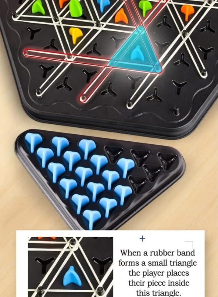Triangle Sequence Game, Trigger Game, Rubber Trigger Game, Triangle Sequence Game, Classic Collectible Wooden Board Strategy Game for Kids, Adults, Family Parties - Image 3