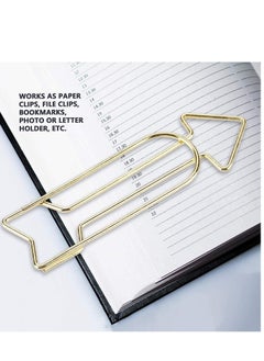 Y&D Gold Paper Clips, 12Pcs Small Metal Arrow Clips Bookmarks, Marking Document Organizing Clip Stationery Page Marker for Office School Supplies, Kids Student  - Image 3
