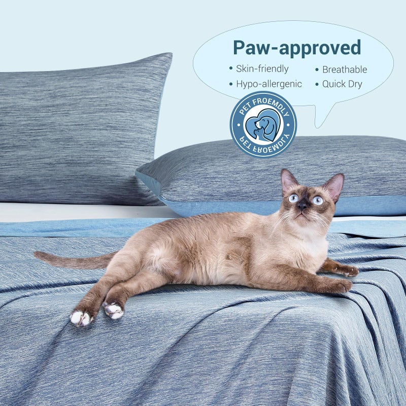 اليجير بطانية التبريد الثورية الأنيقة تمتص الحرارة للحفاظ على جسم باردة للعرق الليلي قوس القوس 3.0 الألياف الباردة Q-Max> 0.5 للنوم الساخن بطانيات باردة صيف خفيفة الوزن للنوم الأزرق - Image 5