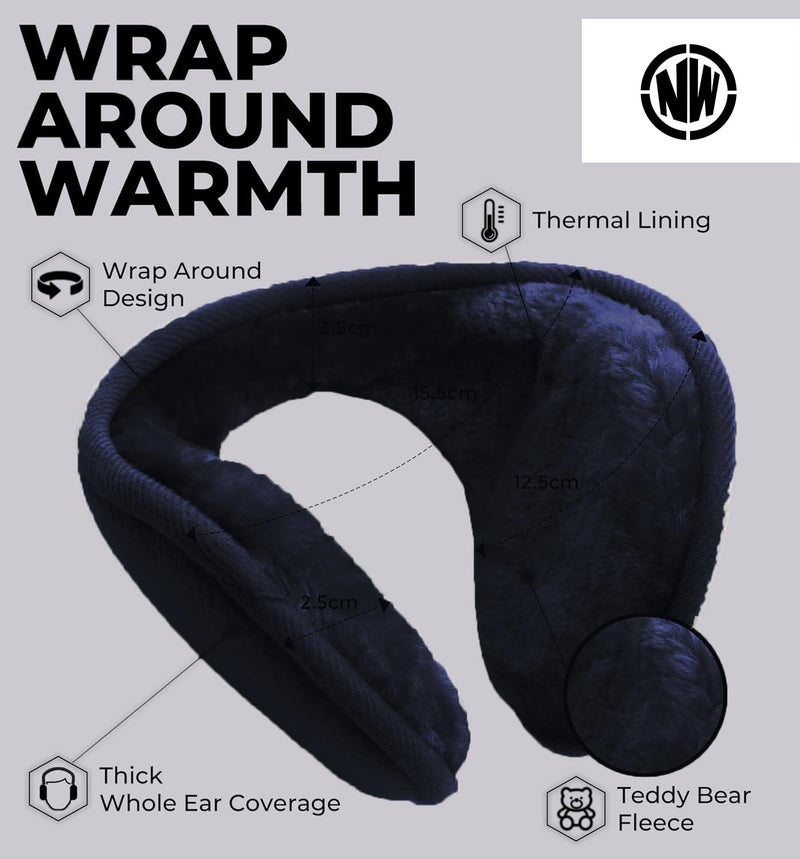 NORTHWIND Winter ear muffs for men, ear muffs for women, ear cover for winter, Behind The Head Style Winter Earmuffs for Men & Women (Navy) - Image 3