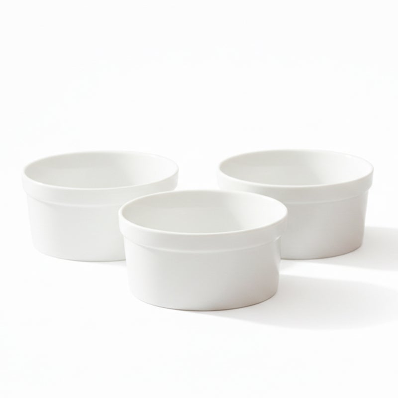 Shallow طقم أطباق بورسلين ORA 3 قطع 12 سم بيضاء لتقديم الوجبات الخفيفة والضيافة اليومية، أنيقة، رمضان، عيد، ديوالي والمناسبات الاحتفالية - Image 1