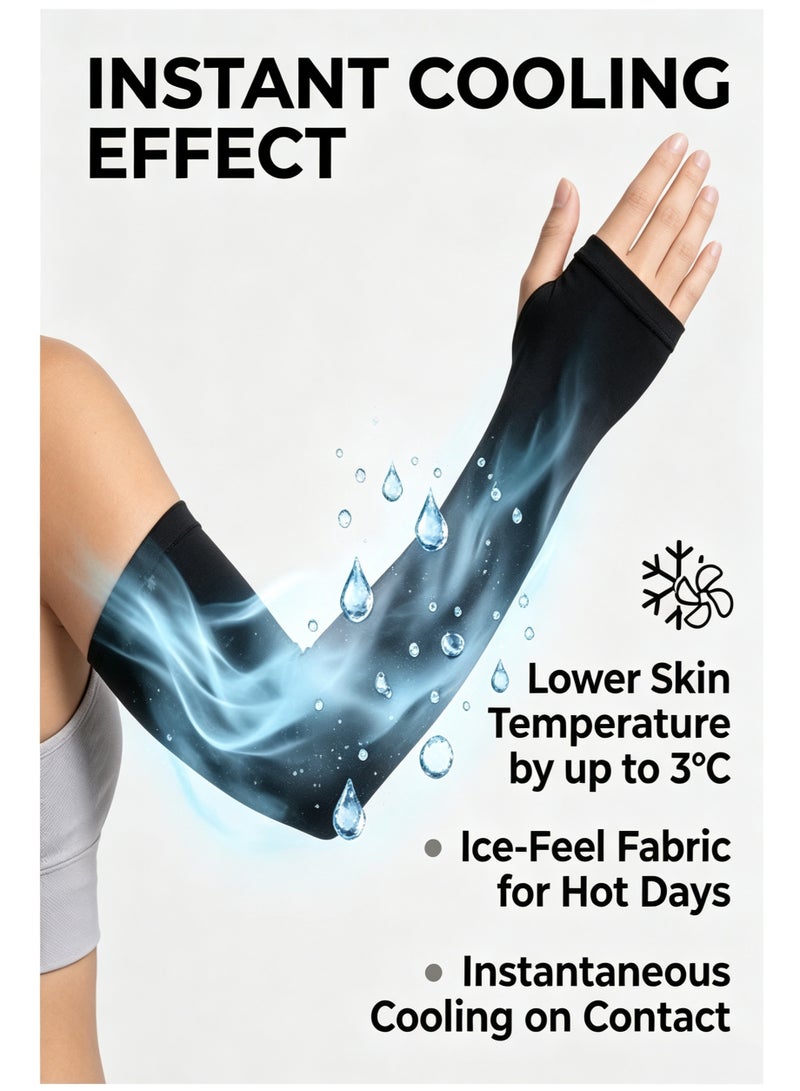 Captaintech 3 pairs of black sun protection arm guards, UPF 50+sun protection, with thumb holes, non slip fit, suitable for sports and outdoor activities - Image 2