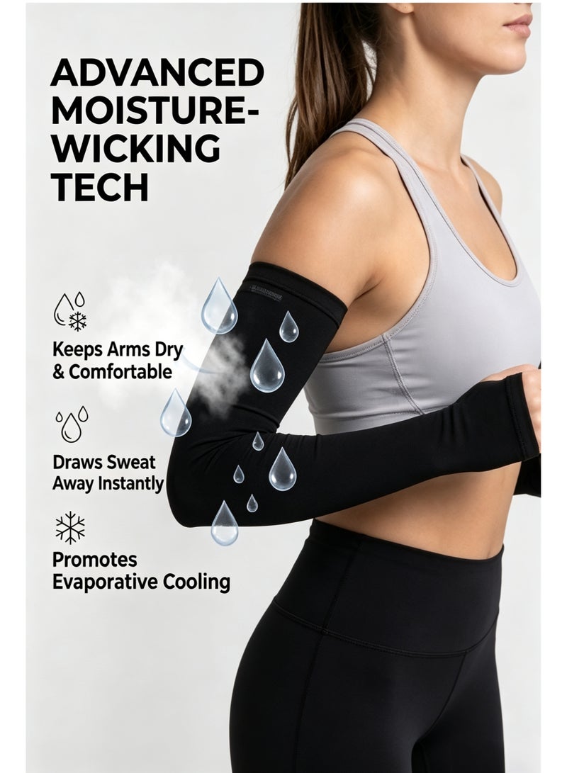 Captaintech 3 pairs of black sun protection arm guards, UPF 50+sun protection, with thumb holes, non slip fit, suitable for sports and outdoor activities - Image 3