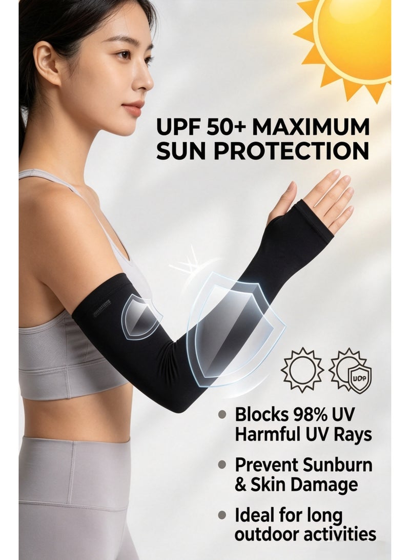Captaintech 3 pairs of black sun protection arm guards, UPF 50+sun protection, with thumb holes, non slip fit, suitable for sports and outdoor activities - Image 4