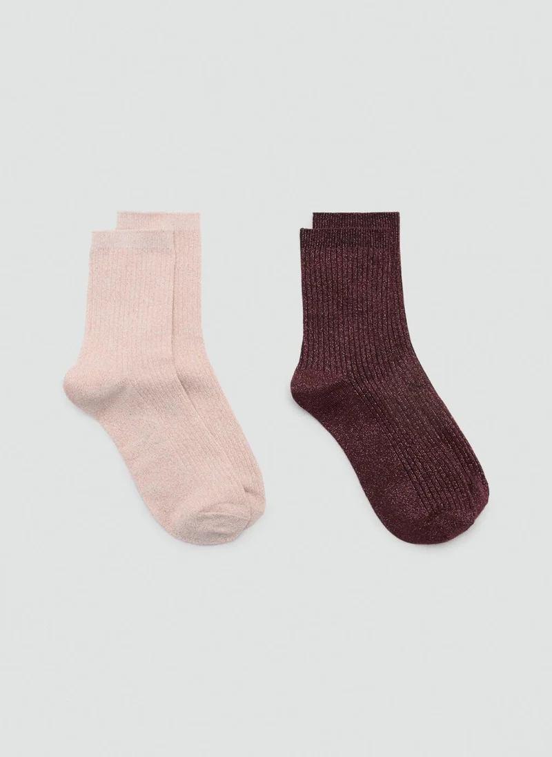 MANGO Ribbed lurex socks