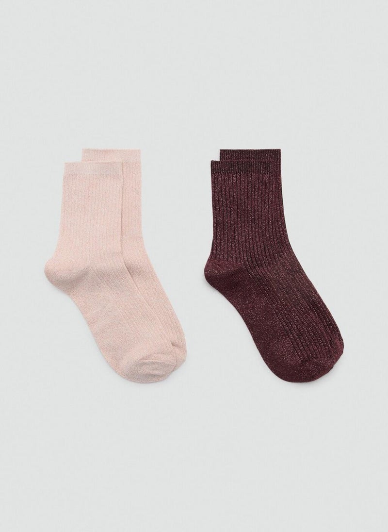 MANGO Ribbed lurex socks - Image 1