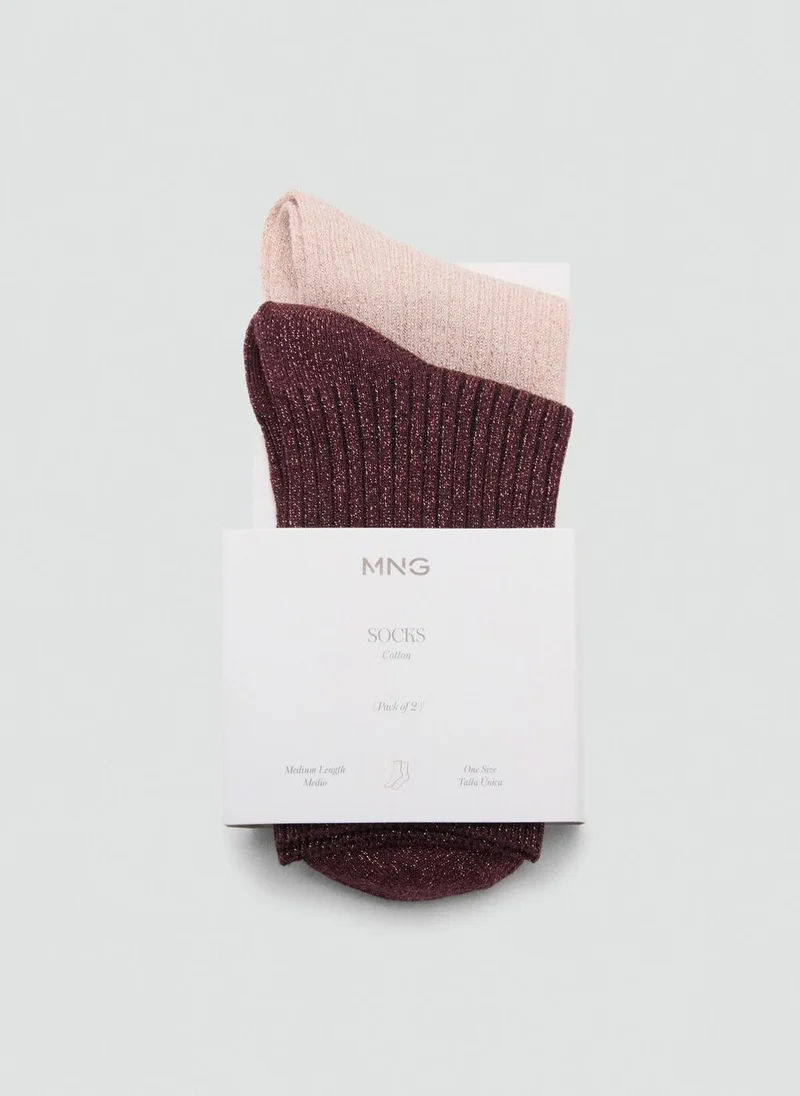 MANGO Ribbed lurex socks