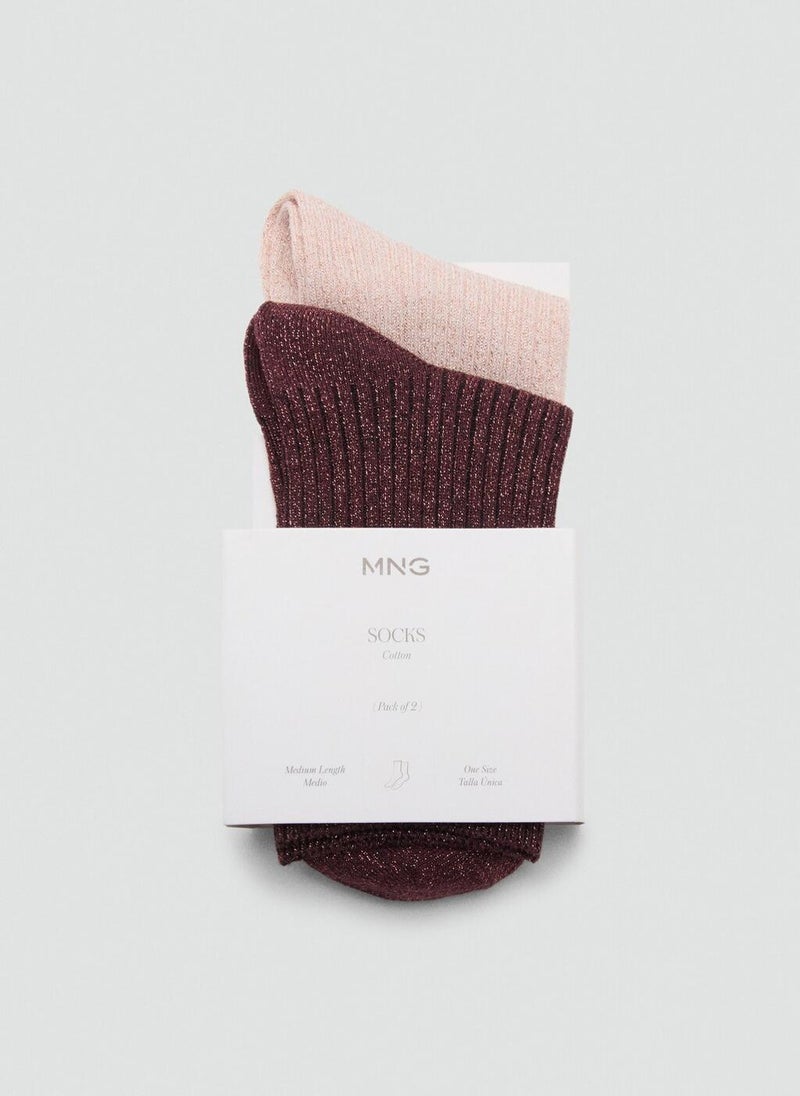 MANGO Ribbed lurex socks - Image 2