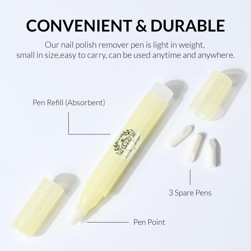 Ownest 4 Pcs Nail Polish Corrector Remover Pen, Nails Edge Cleaning Pen with Cotton Tip, Nail Art Correction Set, with 3 Cotton Tip Refills, For Easy and Perfect Manicure - Image 2