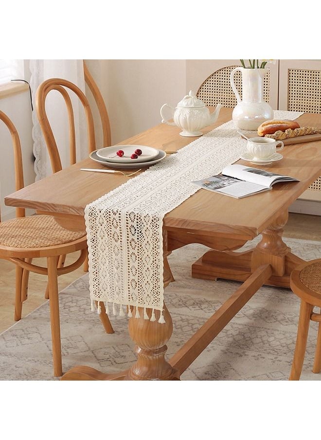 Arabest Hollow Lace Table Runner  White    180x 30cm  - Image 1