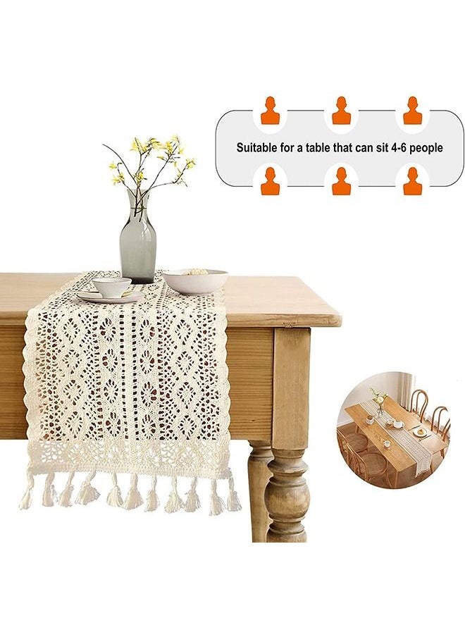 Arabest Hollow Lace Table Runner  White    180x 30cm  - Image 5