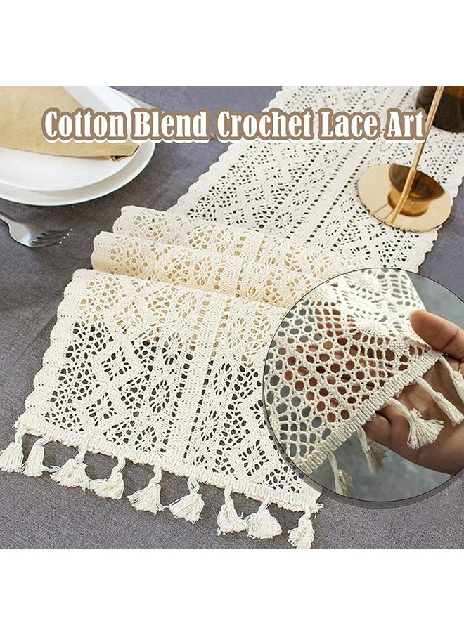 Arabest - Hollow Lace Table Runner  White    180x 30cm - Image 1
