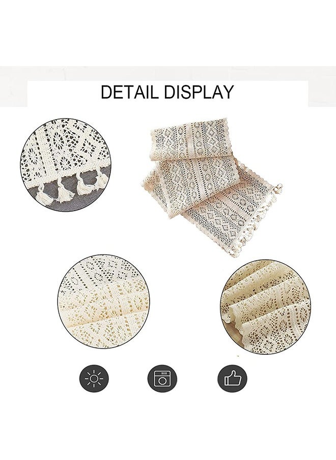 Arabest - Hollow Lace Table Runner  White    180x 30cm - Image 1