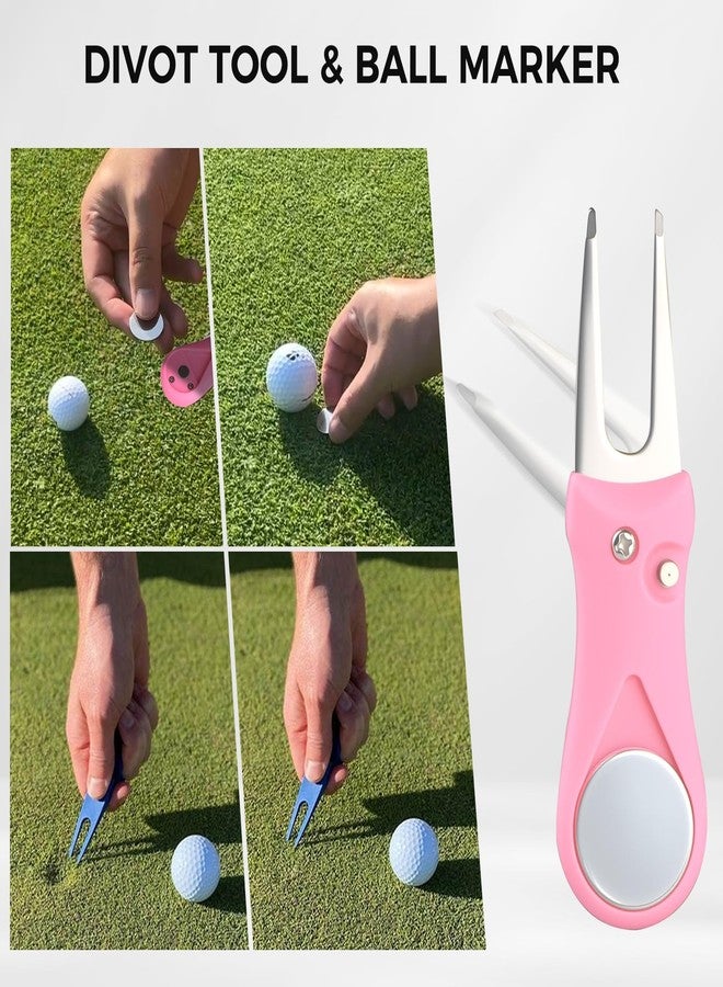 Golfupp Pink Golf Accessories for Women, Acrylic Paint Ink 16 Pcs Golf Essentials Kit - Golf Club Brush & Golf Towel, Tee & Ball Holder for Bag, Divot Tool & Ball Maker, Golf Club Cleaning Kit - Golf Gifts - Image 5