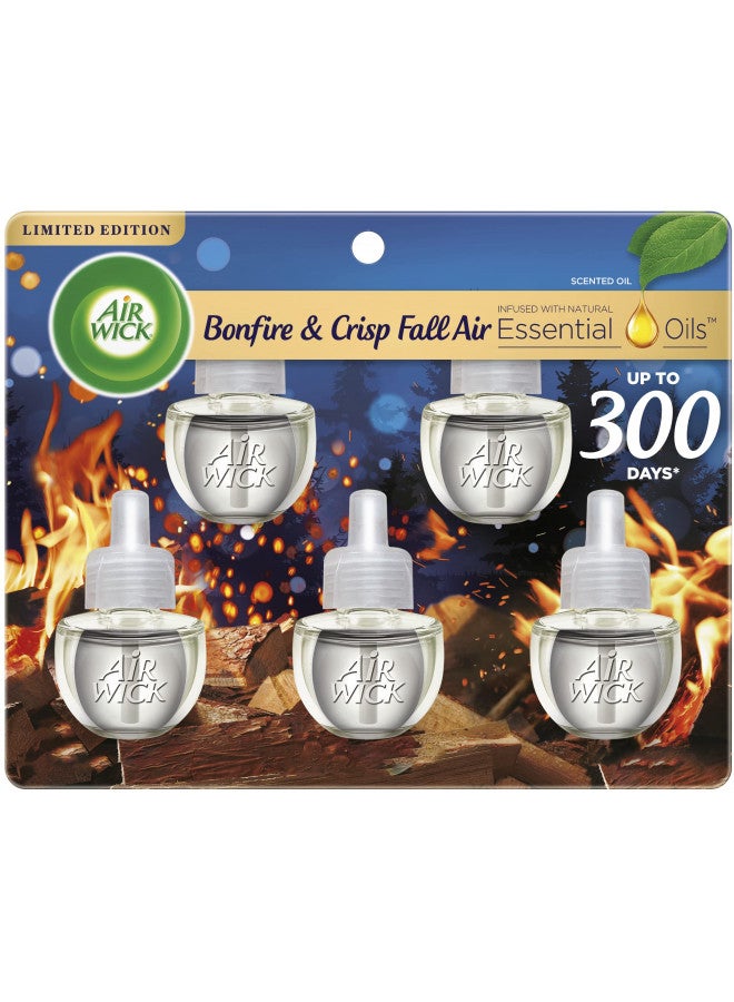Air Wick Air Wick Plug in Scented Oil 5 Refills, Bonfire and Crisp Fall Air, Essential Oils, Air Freshener Fall Scent, Fall décor - Image 1