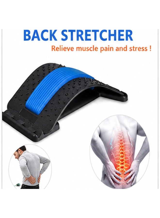 Adjustable Back Stretcher with 3 Height Levels, Curved Lumbar Support Device with Textured Massage Points and Padded Centre Strip for Lying or Seated Use, Black and Blue - Image 5