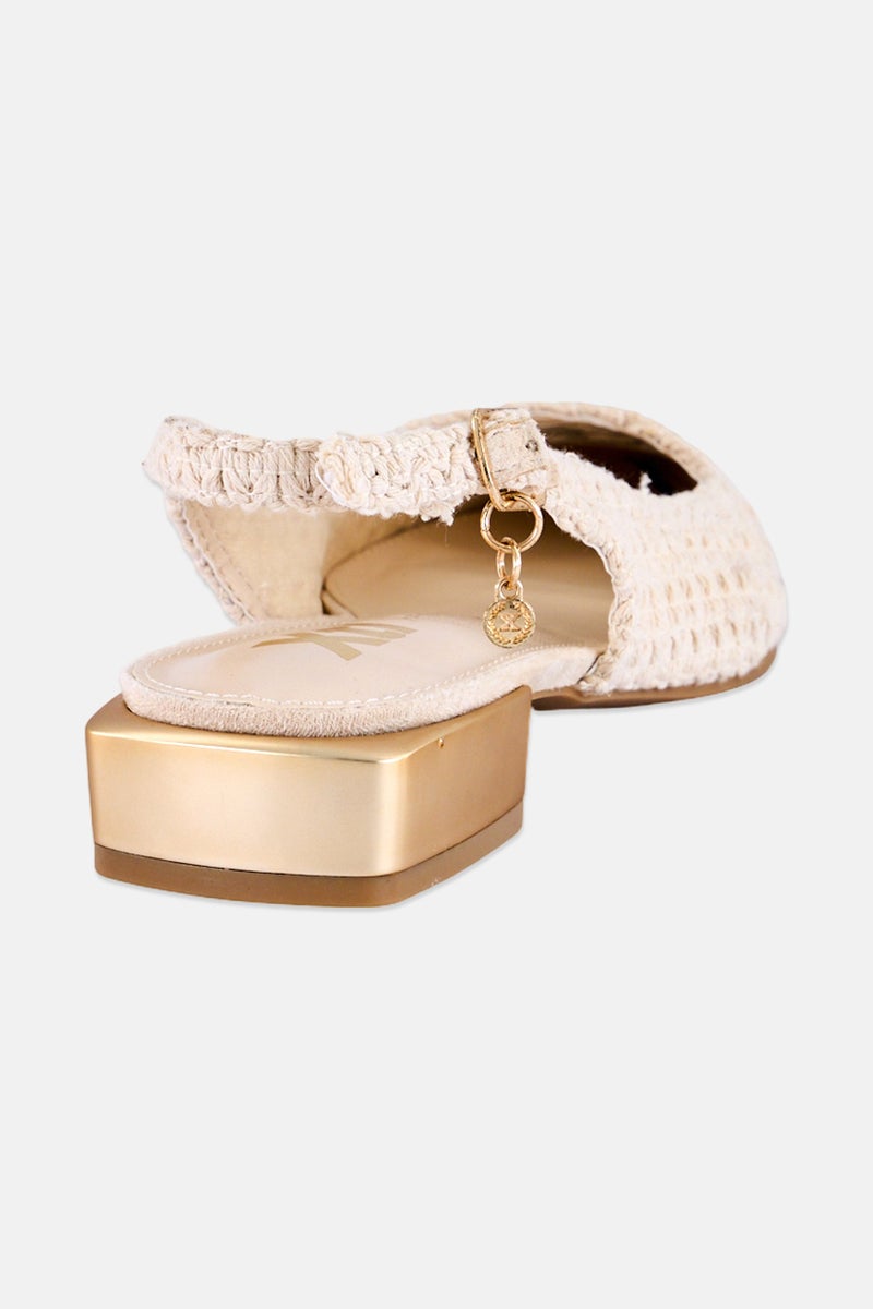 Xti Women Texture Adjustable Buckle Closure Pumps, Beige - Image 2