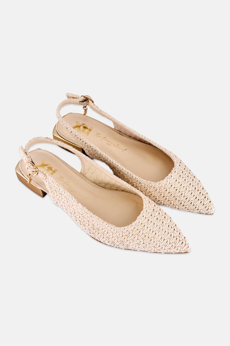 Xti Women Texture Adjustable Buckle Closure Pumps, Beige - Image 3