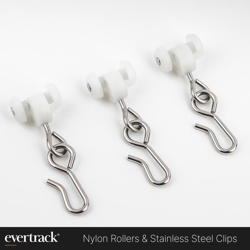 EverTrack Curtain Hooks - Dual Wheel Roller Carriers for Ceiling Mounted Curtain Track with Stainless Steel Hooks for Curtains, Drapes, and Room Dividers - Pack of 250 - Image 3