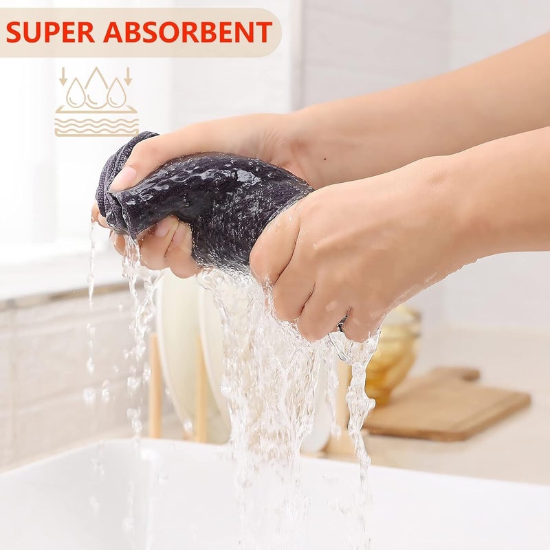 Kitinjoy 100% Cotton Waffle Weave Kitchen Towels  12-Pack Super Soft and Absorbent Kitchen Dish Towels for Drying Dishes  Kitchen Hand Towels  13 in x 28 in  Dark Grey - Image 3