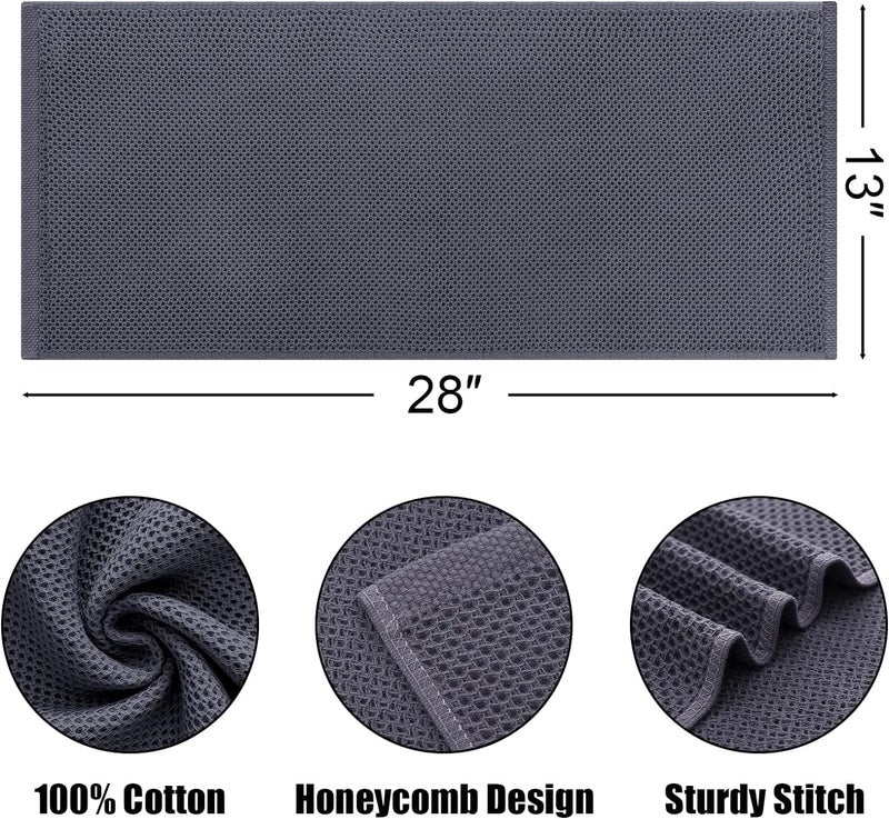 Kitinjoy 100% Cotton Waffle Weave Kitchen Towels  12-Pack Super Soft and Absorbent Kitchen Dish Towels for Drying Dishes  Kitchen Hand Towels  13 in x 28 in  Dark Grey - Image 2