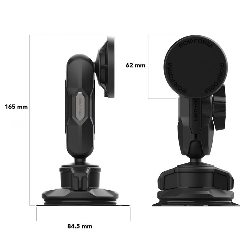 Rokform Wireless Car Charger, Magnetic Windshield Phone Mount, Twin Ball Adjustment 360Â° Rotation, Compatible with Mag Safe Cases, Strong Suction Cup, USB-C to USB-C Cable Included (Black) - Image 3
